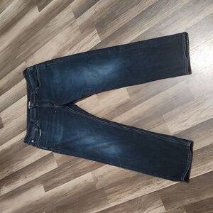 EXPRESS Slim Straight Distressed Jeans Size 34 X 30 Dark Wash